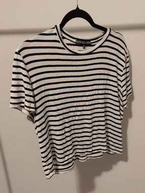 Elite Collection Black & White Striped Short-Sleeve Tee